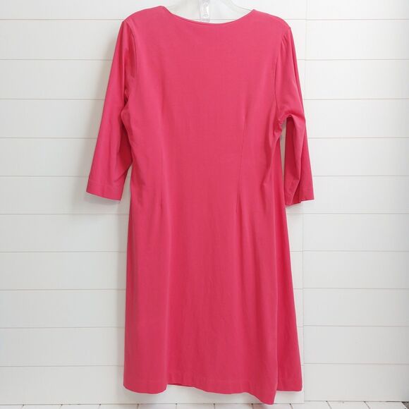 Soft Surroundings Wear Anywhere Dress Size Missy XL Stretch Faux Wrap Pink Coral - Picture 3 of 7